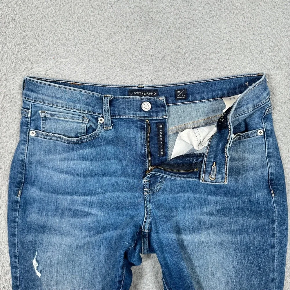 Lucky Brand Sweet Straight leg‎ Distressed Blue Jeans Womens 10/30 Medium Wash